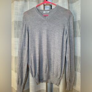J.Lindeberg Light Gray 100% Merino Wool V-Neck Sweater
